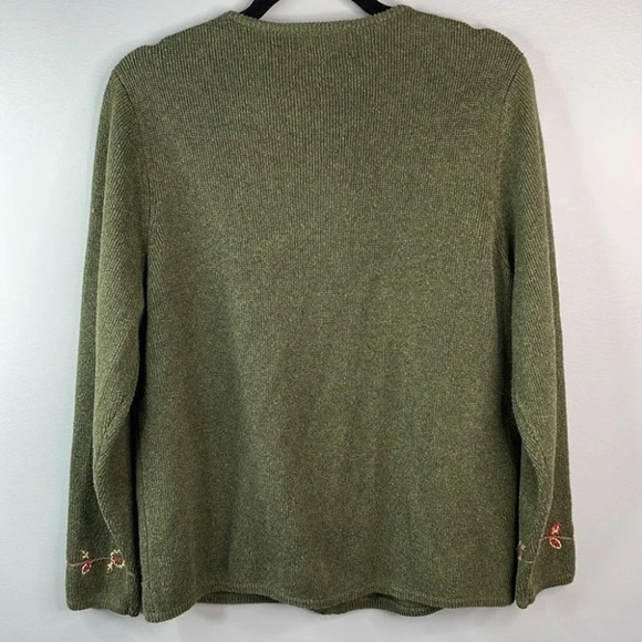 VINTAGE Tradition Country Collection Cardigan Green Embroidered Grandma Size M - Picture 6 of 11